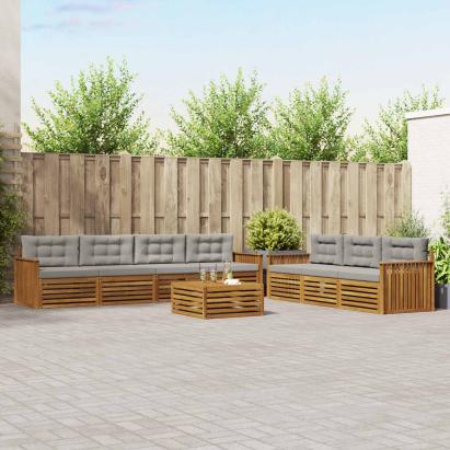 Set de canapele de exterior 8 pcs Gri natural și deschis GartenMobel Dekor