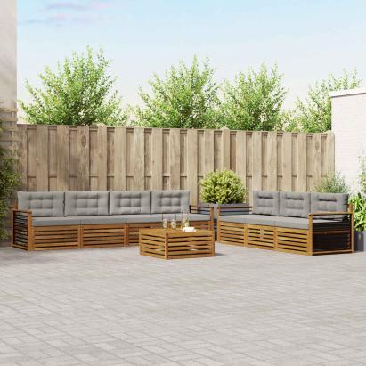 Set de canapele de exterior 8 pcs Gri natural și deschis GartenMobel Dekor