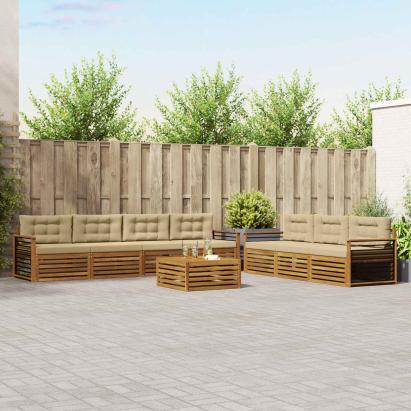 Set de canapele de exterior cu pernă 8 pcs Natural și Bej GartenMobel Dekor