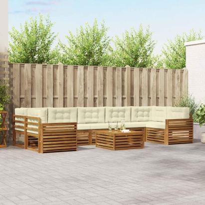 Set de canapele de exterior cu pernă 8 pcs Natural și Crem GartenMobel Dekor