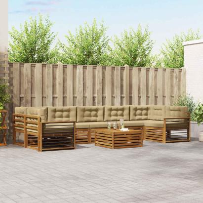 Set de canapele de exterior cu pernă 8 pcs Natural și Bej GartenMobel Dekor