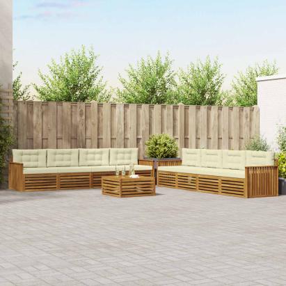 Set de canapele de exterior cu pernă 9 pcs Natural și Crem GartenMobel Dekor