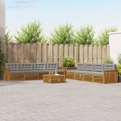 Set de canapele de exterior 9 pcs Gri natural și deschis GartenMobel Dekor