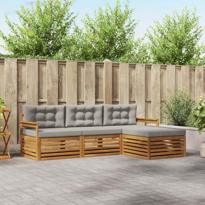 Set de canapele de exterior 4 pcs Gri natural și deschis GartenMobel Dekor