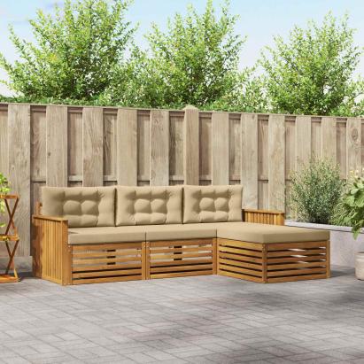 Set de canapele de exterior cu pernă 4 pcs Natural și Bej GartenMobel Dekor