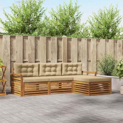 Set de canapele de exterior cu pernă 4 pcs Natural și Bej GartenMobel Dekor