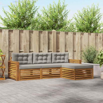 Set de canapele de exterior 4 pcs Gri natural și deschis GartenMobel Dekor