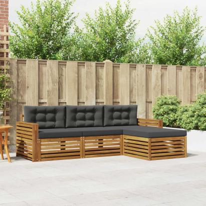 Set de canapele de exterior cu pernă 4 pcs Natural și Antracit GartenMobel Dekor