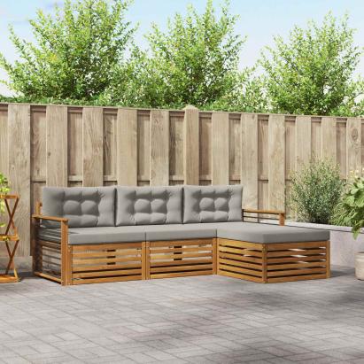 Set de canapele de exterior 4 pcs Gri natural și deschis GartenMobel Dekor