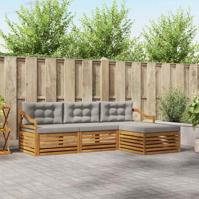 Set de canapele de exterior 4 pcs Gri natural și deschis GartenMobel Dekor