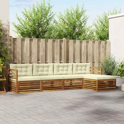 Set de canapele de exterior cu pernă 5 pcs Natural și Crem GartenMobel Dekor