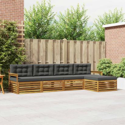 Set de canapele de exterior cu pernă 5 pcs Natural și Antracit GartenMobel Dekor