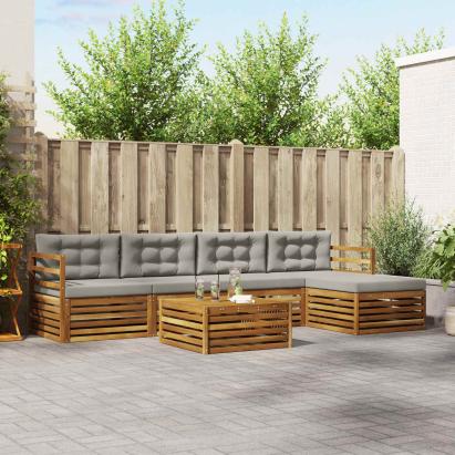 Set de canapele de exterior 6 pcs Gri natural și deschis GartenMobel Dekor