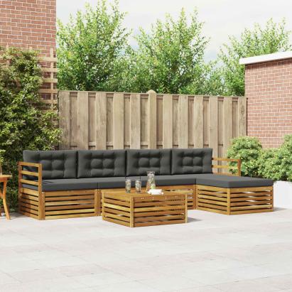 Set de canapele de exterior cu pernă 6 pcs Natural și Antracit GartenMobel Dekor