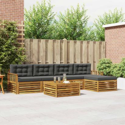 Set de canapele de exterior cu pernă 6 pcs Natural și Antracit GartenMobel Dekor