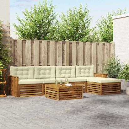 Set de canapele de exterior cu pernă 6 pcs Natural și Crem GartenMobel Dekor