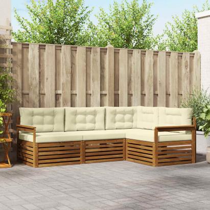 Set de canapele de exterior cu pernă 4 pcs Natural și Crem GartenMobel Dekor