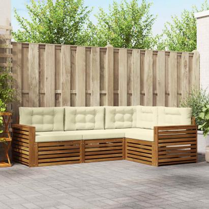 Set de canapele de exterior cu pernă 4 pcs Natural și Crem GartenMobel Dekor
