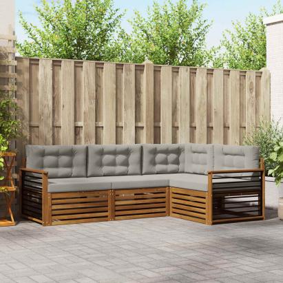 Set de canapele de exterior 13 pcs Gri natural și deschis GartenMobel Dekor