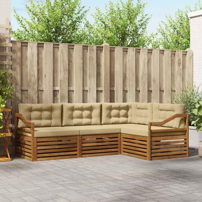 Set de canapele de exterior cu pernă 4 pcs Natural și Bej GartenMobel Dekor