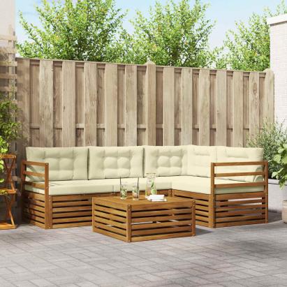 Set de canapele de exterior cu pernă 5 pcs Natural și Crem GartenMobel Dekor