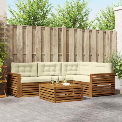 Set de canapele de exterior cu pernă 5 pcs Natural și Crem GartenMobel Dekor