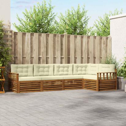 Set de canapele de exterior cu pernă 5 pcs Natural și Crem GartenMobel Dekor