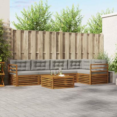 Set de canapele de exterior 6 pcs Gri natural și deschis GartenMobel Dekor