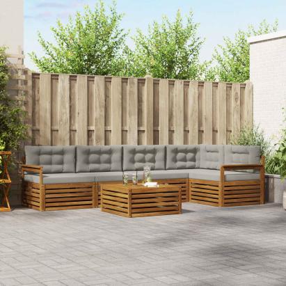 Set de canapele de exterior 6 pcs Gri natural și deschis GartenMobel Dekor