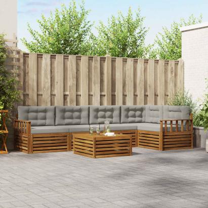 Set de canapele de exterior 6 pcs Gri natural și deschis GartenMobel Dekor