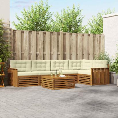 Set de canapele de exterior cu pernă 6 pcs Natural și Crem GartenMobel Dekor
