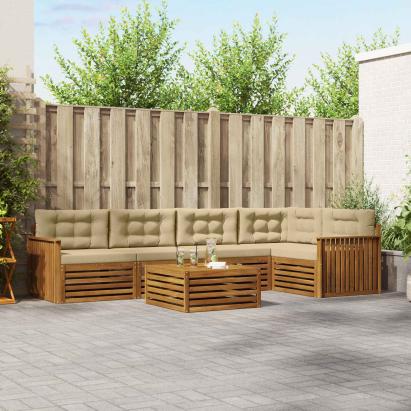 Set de canapele de exterior cu pernă 6 pcs Natural și Bej GartenMobel Dekor
