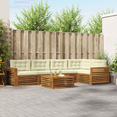 Set de canapele de exterior cu pernă 6 pcs Natural și Crem GartenMobel Dekor