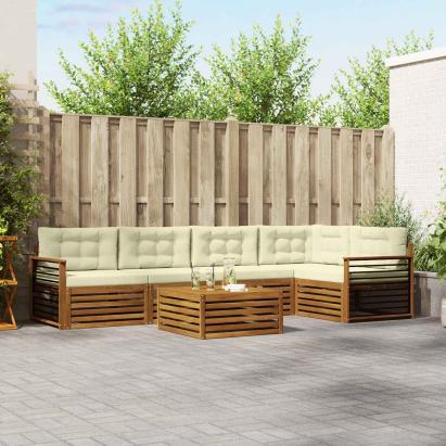 Set de canapele de exterior cu pernă 6 pcs Natural și Crem GartenMobel Dekor