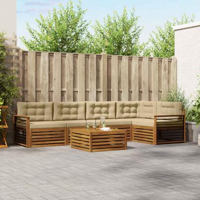 Set de canapele de exterior cu pernă 6 pcs Natural și Bej GartenMobel Dekor
