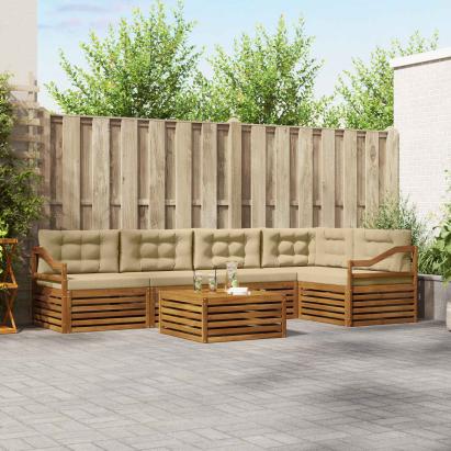 Set de canapele de exterior cu pernă 6 pcs Natural și Bej GartenMobel Dekor