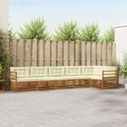 Set de canapele de exterior cu pernă 6 pcs Natural și Crem GartenMobel Dekor