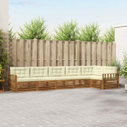 Set de canapele de exterior cu pernă 6 pcs Natural și Crem GartenMobel Dekor