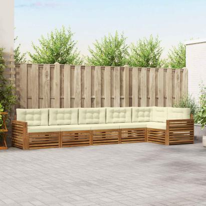 Set de canapele de exterior cu pernă 6 pcs Natural și Crem GartenMobel Dekor