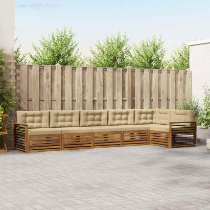 Set de canapele de exterior cu pernă 6 pcs Natural și Bej GartenMobel Dekor