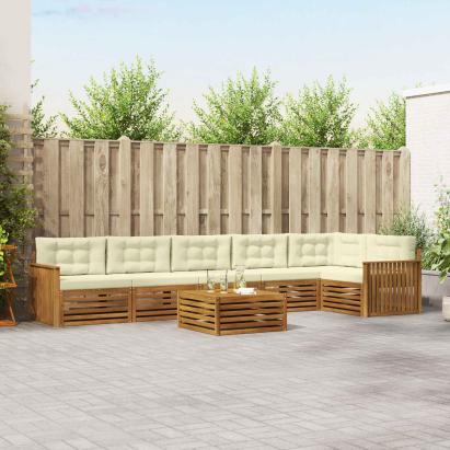 Set de canapele de exterior cu pernă 7 pcs Natural și Crem GartenMobel Dekor