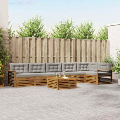 Set de canapele de exterior 7 pcs Gri natural și deschis GartenMobel Dekor