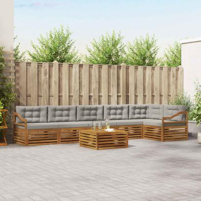 Set de canapele de exterior 7 pcs Gri natural și deschis GartenMobel Dekor