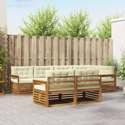 Set de canapele de exterior cu pernă 7 pcs Natural și Crem GartenMobel Dekor