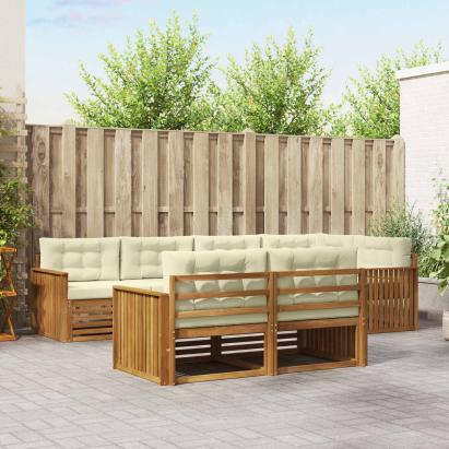 Set de canapele de exterior cu pernă 7 pcs Natural și Crem GartenMobel Dekor