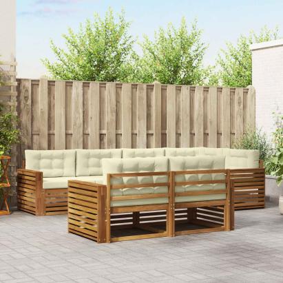 Set de canapele de exterior cu pernă 7 pcs Natural și Crem GartenMobel Dekor