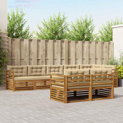 Set de canapele de exterior cu pernă 8 pcs Natural și Bej GartenMobel Dekor