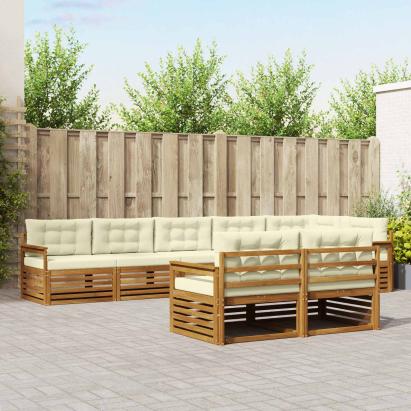 Set de canapele de exterior cu pernă 8 pcs Natural și Crem GartenMobel Dekor