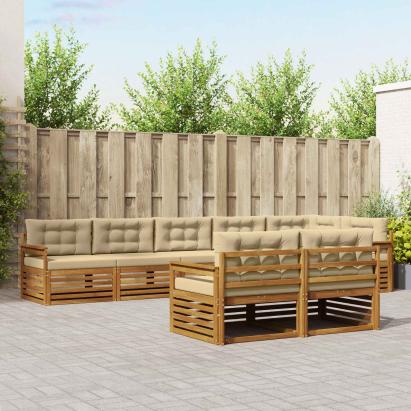 Set de canapele de exterior cu pernă 8 pcs Natural și Bej GartenMobel Dekor