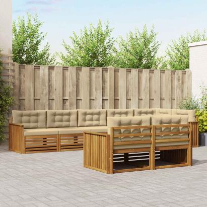 Set de canapele de exterior cu pernă 8 pcs Natural și Bej GartenMobel Dekor
